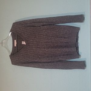 Ann Taylor LOFT V neck sweater grey and silver sparkles L